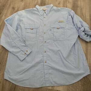 Columbia PFG Shirt Mens XL Blue Roll-Up Sleeves Button-Up Vented UPF 30+ Nylon